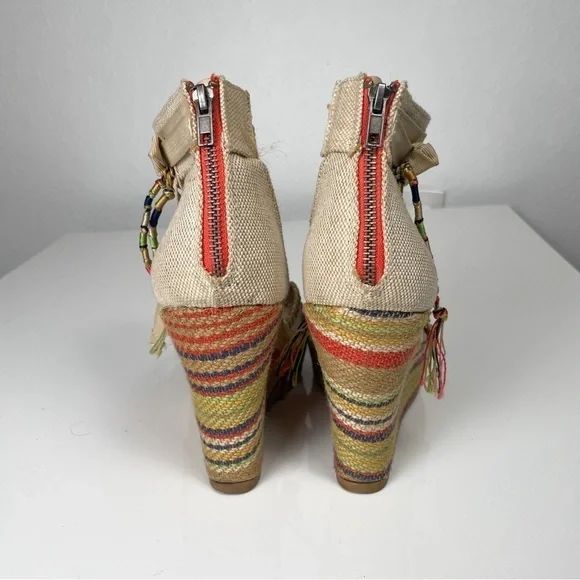 BKE Sole, colorful boho summer fabric wedge estimated sz. 8 - Picture 8 of 13